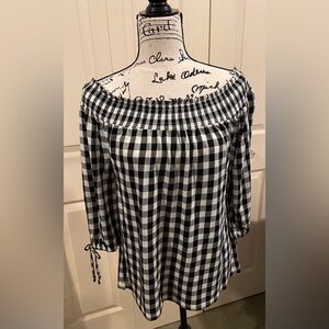 LASCANA off the shoulder gingham check top. 8/10